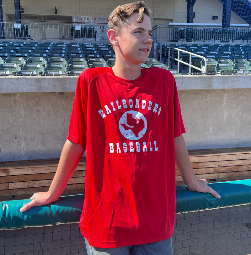 Red Railroaders Baseball Tee