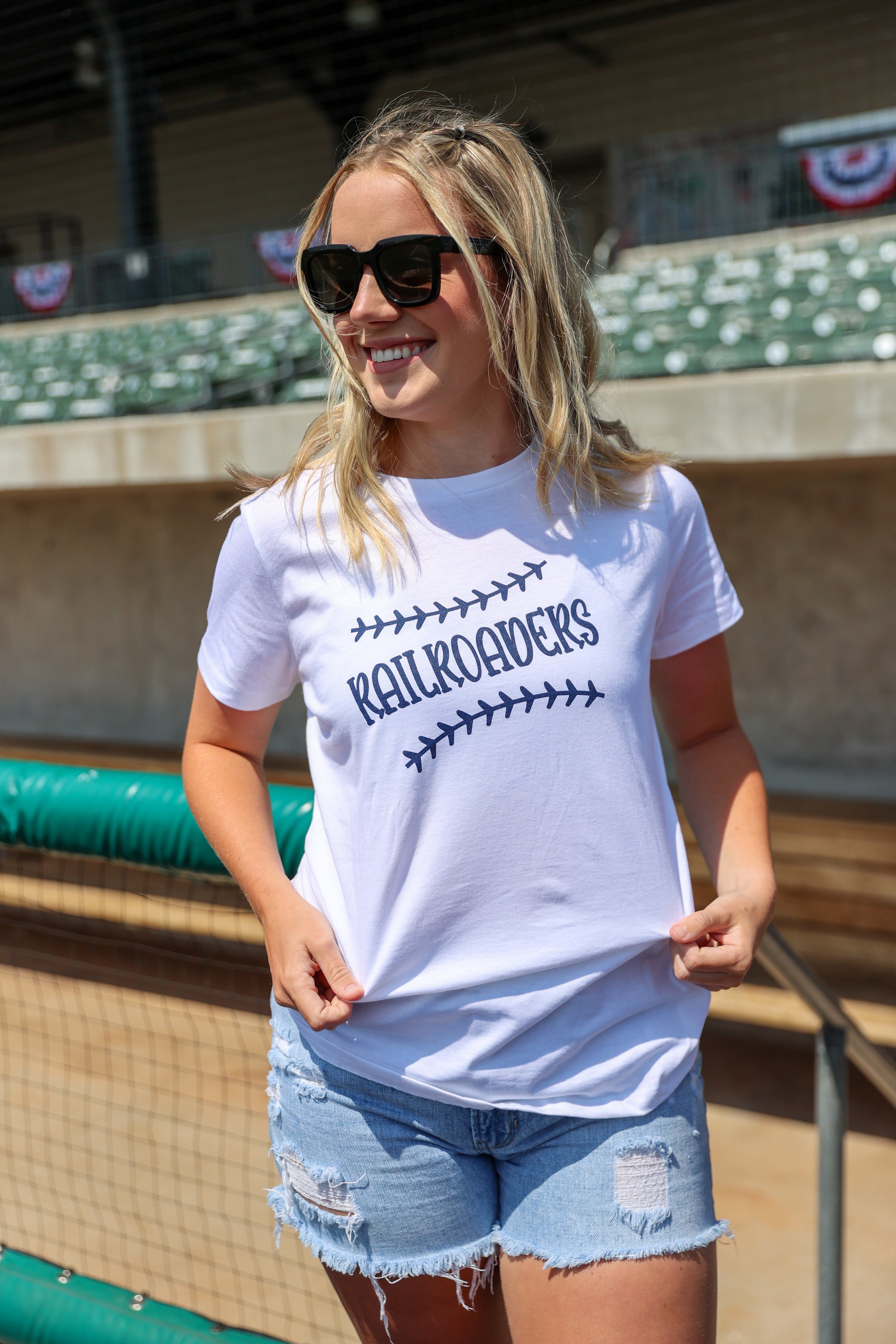 Women's White Railroader Cursive Tee