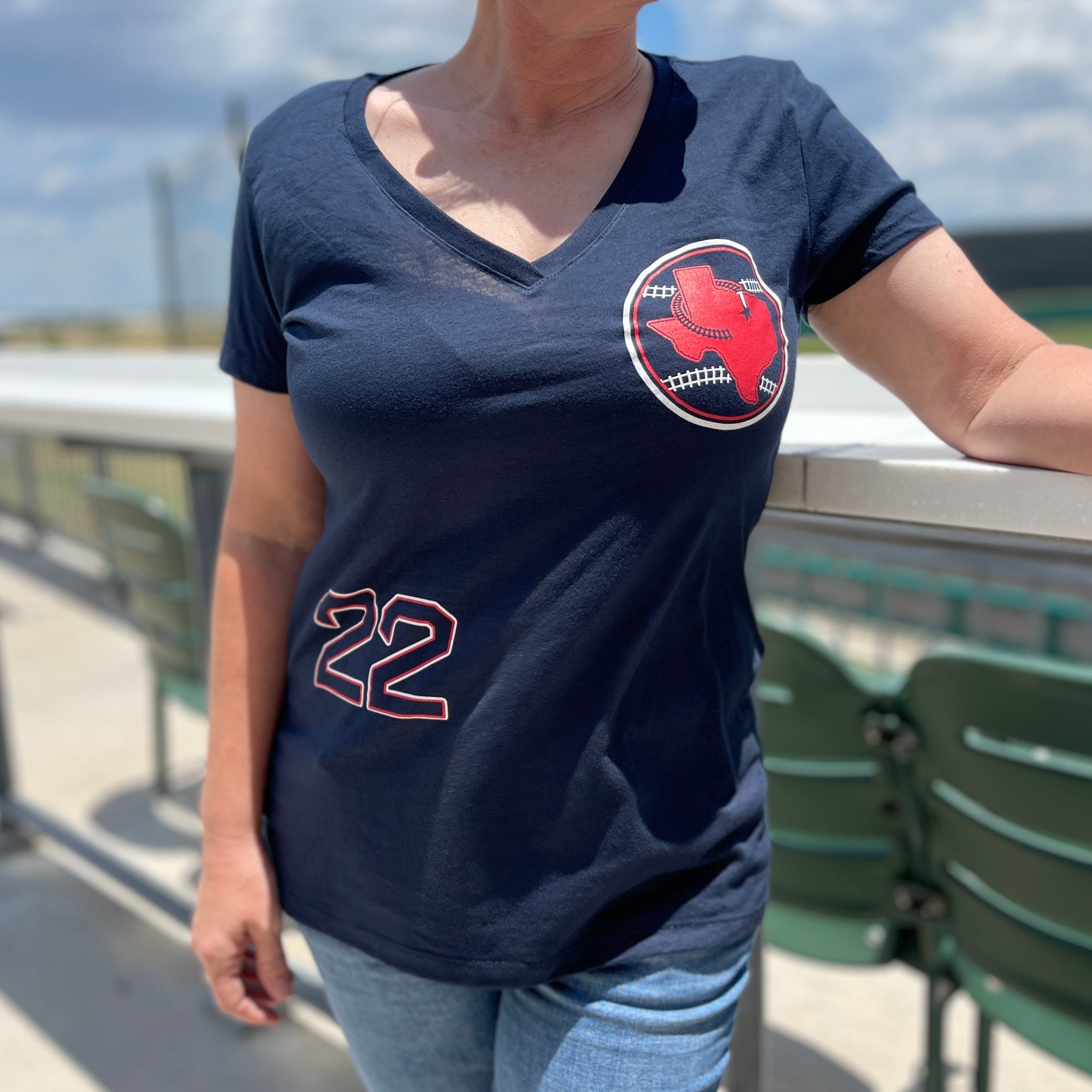 Women's V-Neck 22 Texas Tee